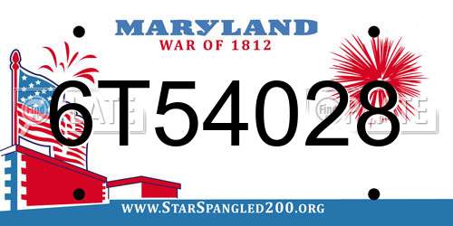 6T54028 Maryland License Plate