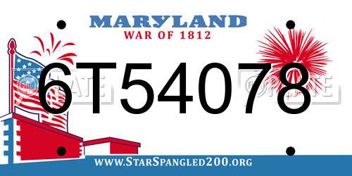 6T54078 Maryland License Plate