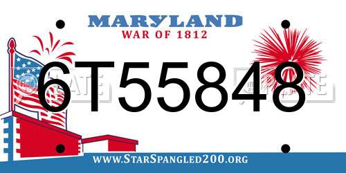 6T55848 Maryland License Plate