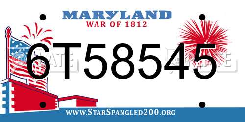 6T58545 Maryland License Plate