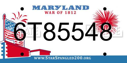 6T85548 Maryland License Plate
