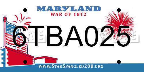 6TBA025 Maryland License Plate