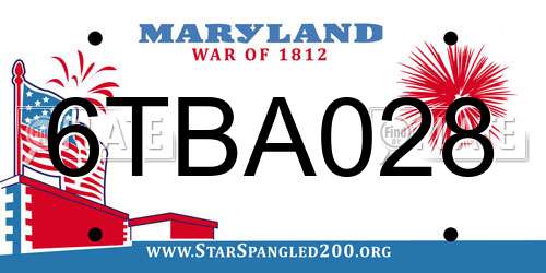 6TBA028 Maryland License Plate