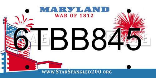 6TBB845 Maryland License Plate