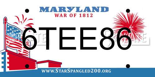 6TEE86 Maryland License Plate