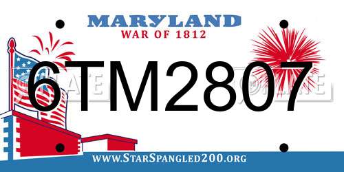 6TM2807 Maryland License Plate