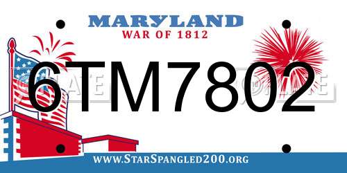 6TM7802 Maryland License Plate