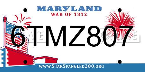 6TMZ807 Maryland License Plate