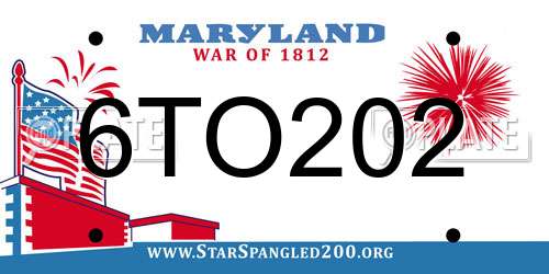 6TO202 Maryland License Plate