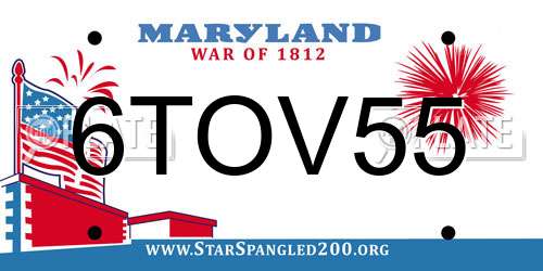 6TOV55 Maryland License Plate