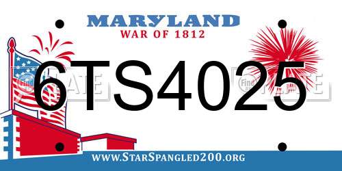 6TS4025 Maryland License Plate