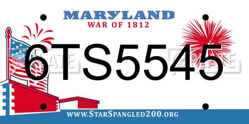 6TS5545 Maryland License Plate