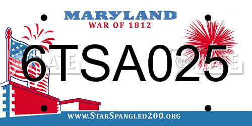6TSA025 Maryland License Plate