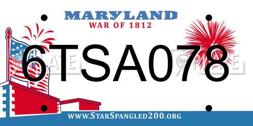6TSA078 Maryland License Plate