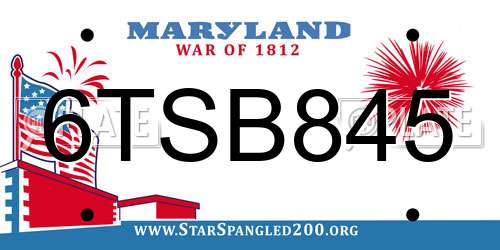 6TSB845 Maryland License Plate