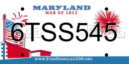 6TSS545 Maryland License Plate