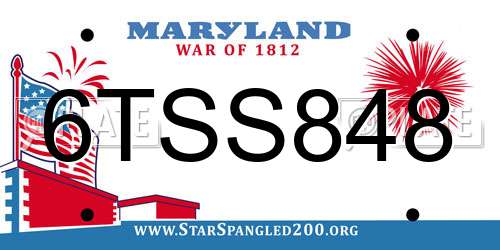 6TSS848 Maryland License Plate
