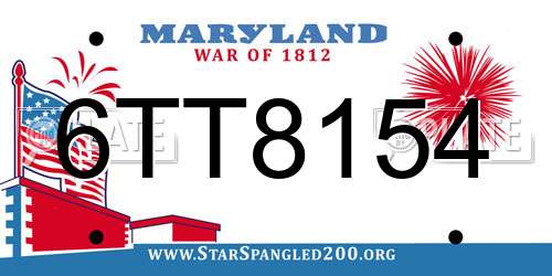 6TT8154 Maryland License Plate