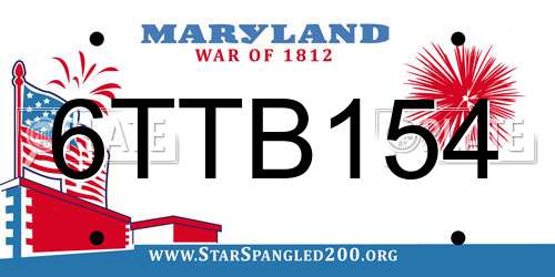 6TTB154 Maryland License Plate
