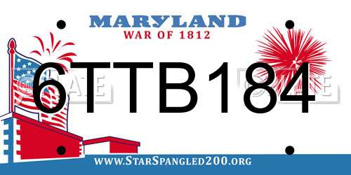 6TTB184 Maryland License Plate
