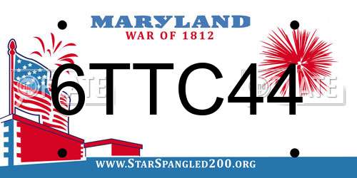 6TTC44 Maryland License Plate