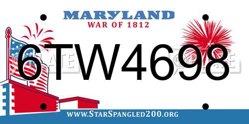 6TW4698 Maryland License Plate