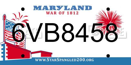 6VB8458 Maryland License Plate