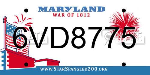 6VD8775 Maryland License Plate