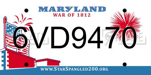 6VD9470 Maryland License Plate
