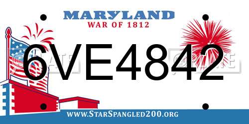 6VE4842 Maryland License Plate