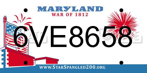 6VE8658 Maryland License Plate