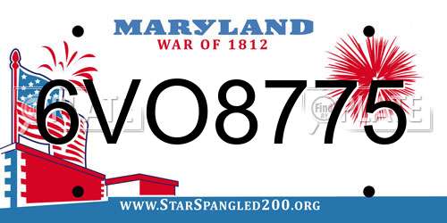 6VO8775 Maryland License Plate