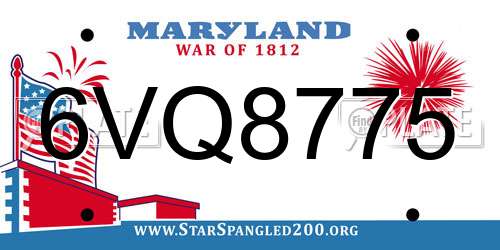 6VQ8775 Maryland License Plate
