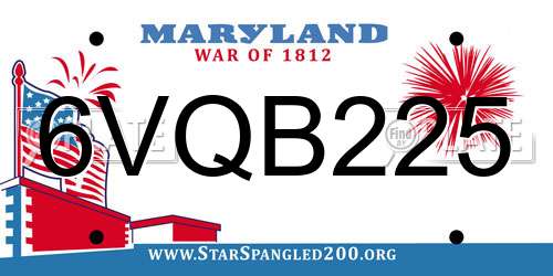 6VQB225 Maryland License Plate