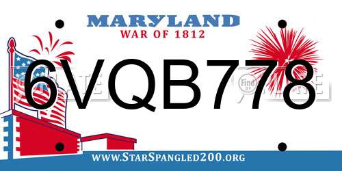 6VQB778 Maryland License Plate