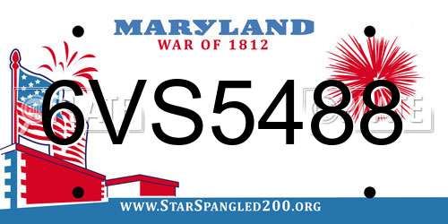 6VS5488 Maryland License Plate