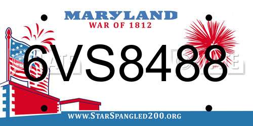 6VS8488 Maryland License Plate