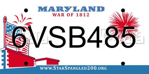 6VSB485 Maryland License Plate