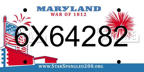 6X64282 Maryland License Plate