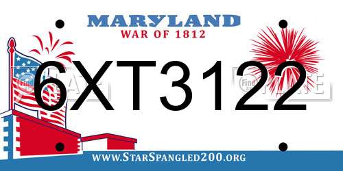 6XT3122 Maryland License Plate