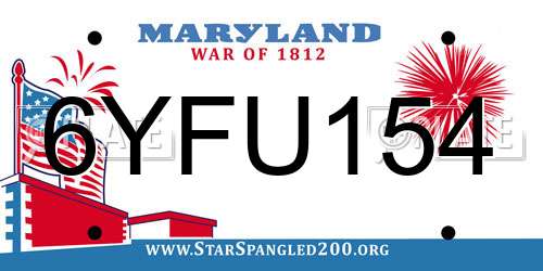 6YFU154 Maryland License Plate