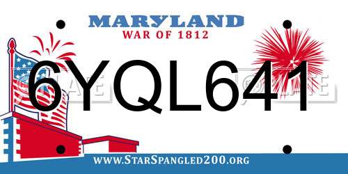 6YQL641 Maryland License Plate