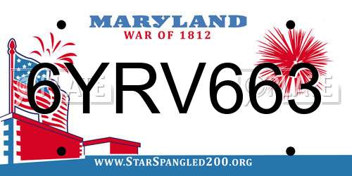 6YRV663 Maryland License Plate