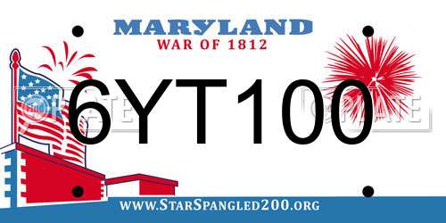 6YT100 Maryland License Plate
