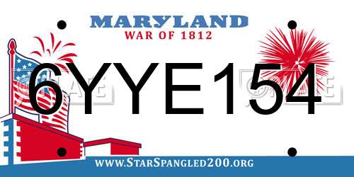 6YYE154 Maryland License Plate