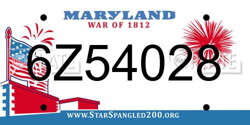 6Z54028 Maryland License Plate