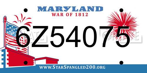 6Z54075 Maryland License Plate