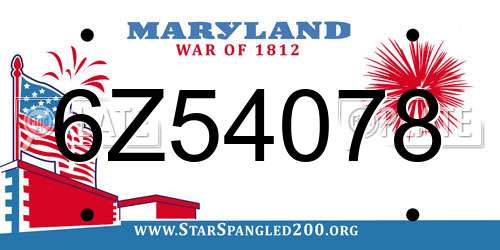 6Z54078 Maryland License Plate