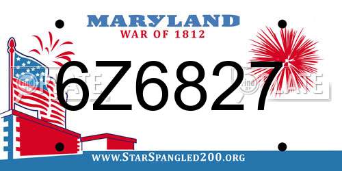 6Z6827 Maryland License Plate
