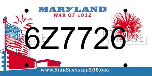 6Z7726 Maryland License Plate